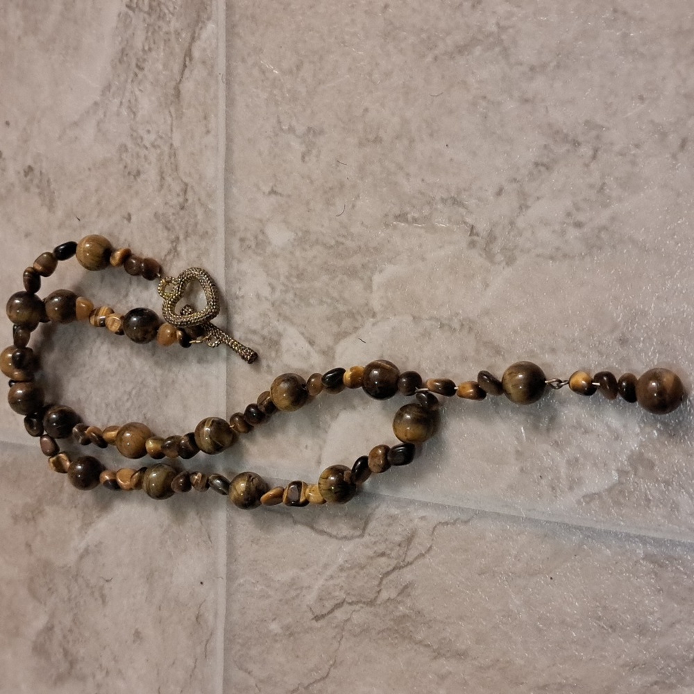 Vtg Handmade Tiger Eye Necklace